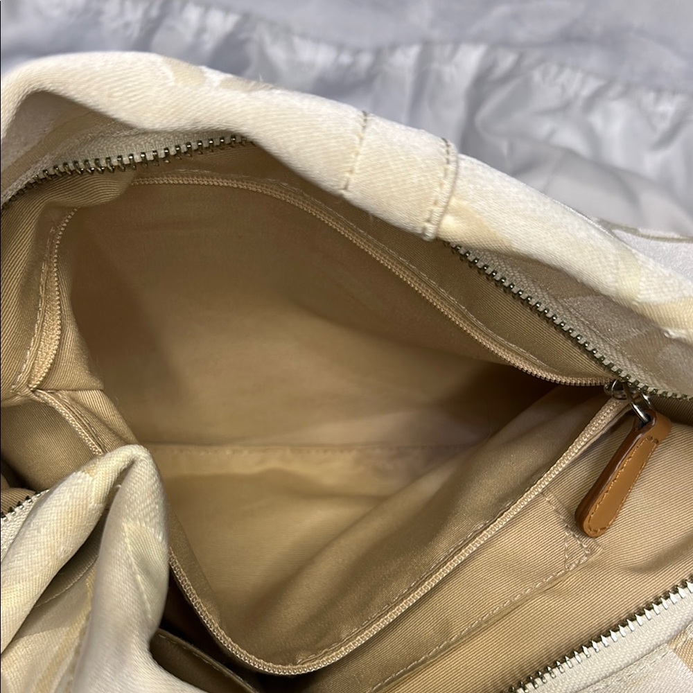 Coach Cream and Tan Shoulder Bag with Leather Accents - Picture 10 of 11